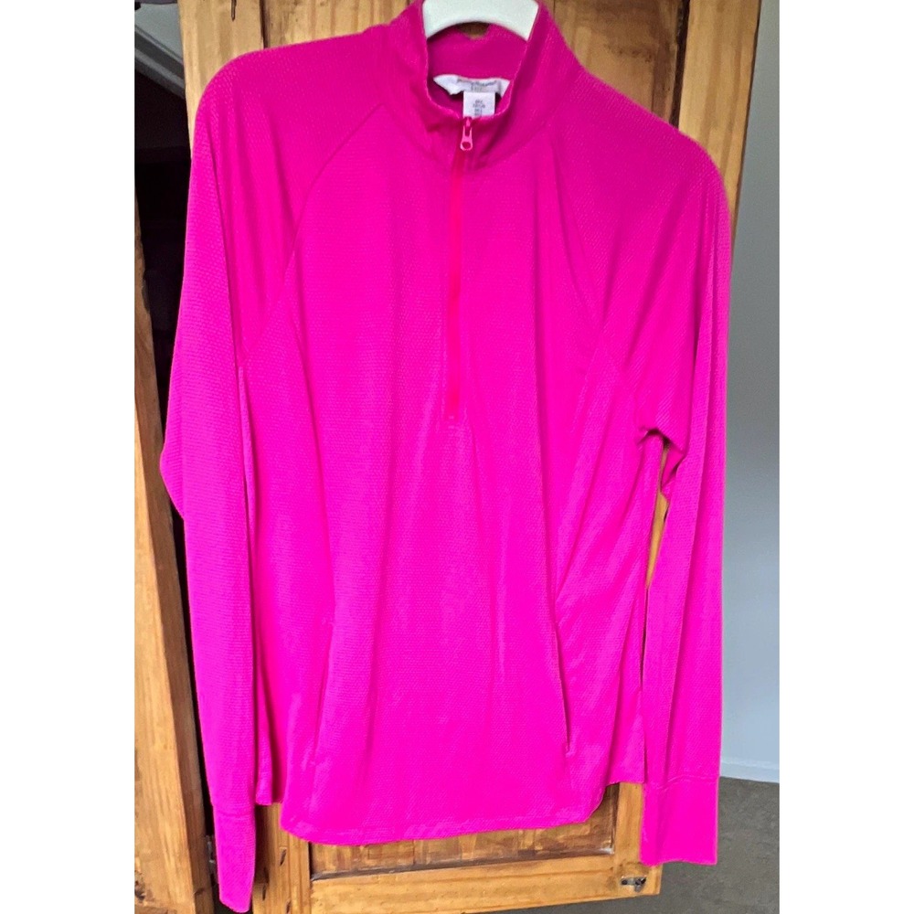Tommy Bahama Golf Women's Pink 1/4 Zip Mock Neck Raglan Polo Top Size L